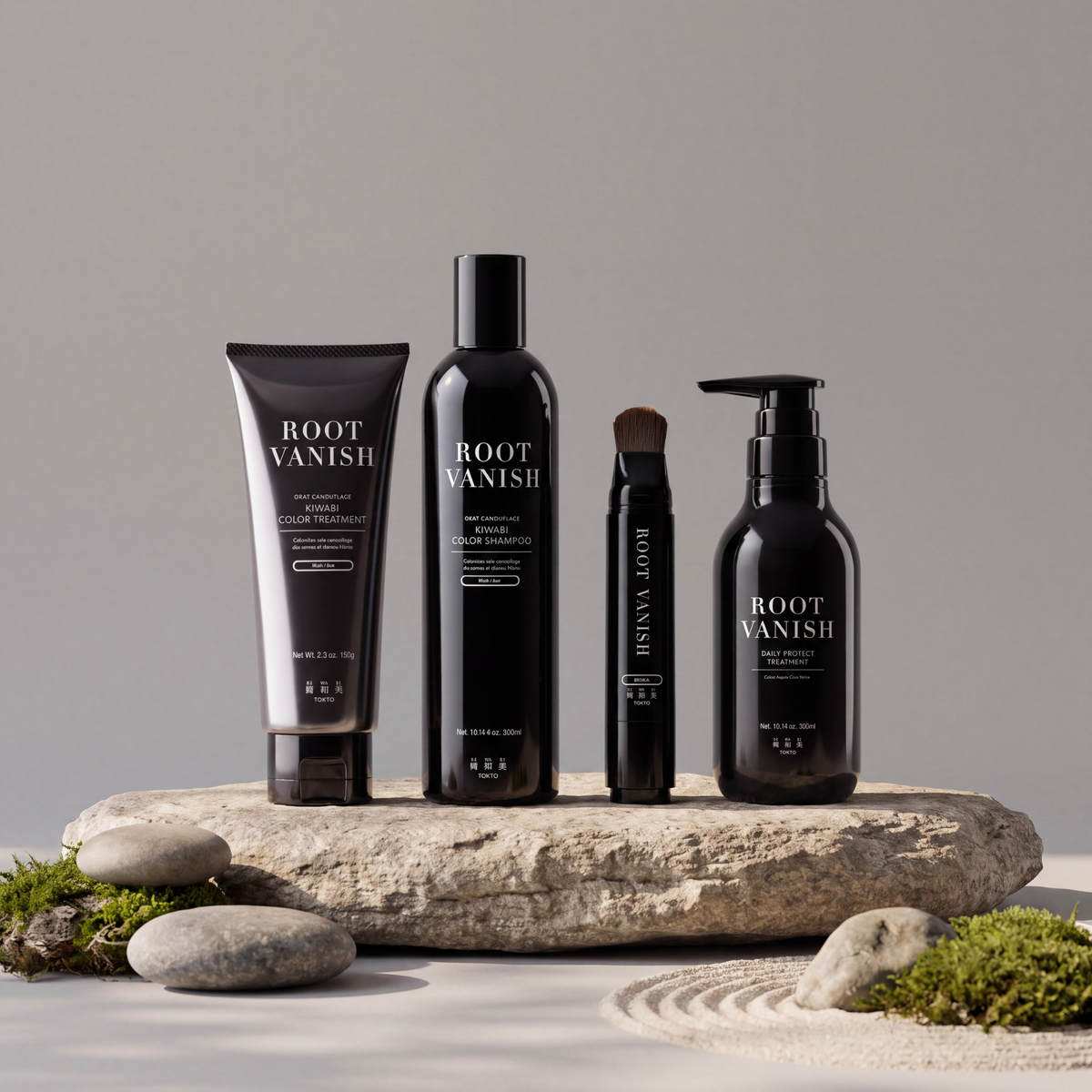 ROOT VANISH gray hair care collection — group photograph