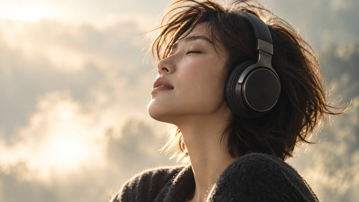 ヘッドフォンで音に耳を傾ける時間